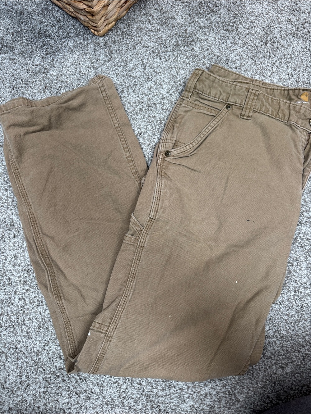 Women Carbartt Work Pants in Brown - Durable Canvas Utility Trousers